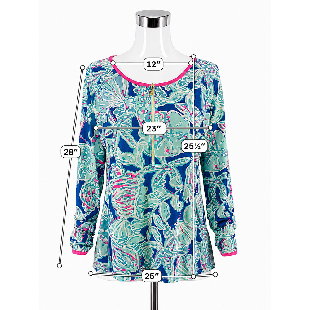 Lilly Pulitzer Luxletic Half-Zip Pullover Shell of a Time Print Size XL - Picture 2 of 8